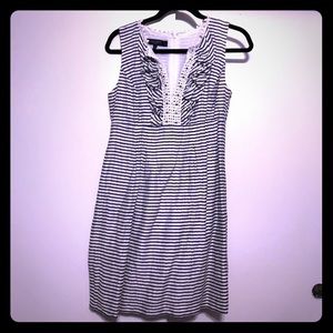 Nine West White & Blue Stripped Dress